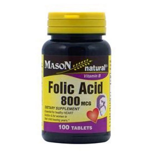 Mason Natural Folic Acid 800 Mcg Tablets - 100 Ea, 2 Pack