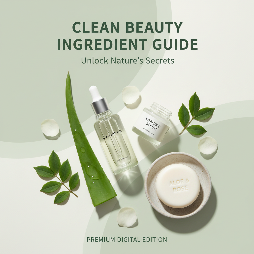 Clean beauty ingredient guide with natural botanicals and skincare ingredients